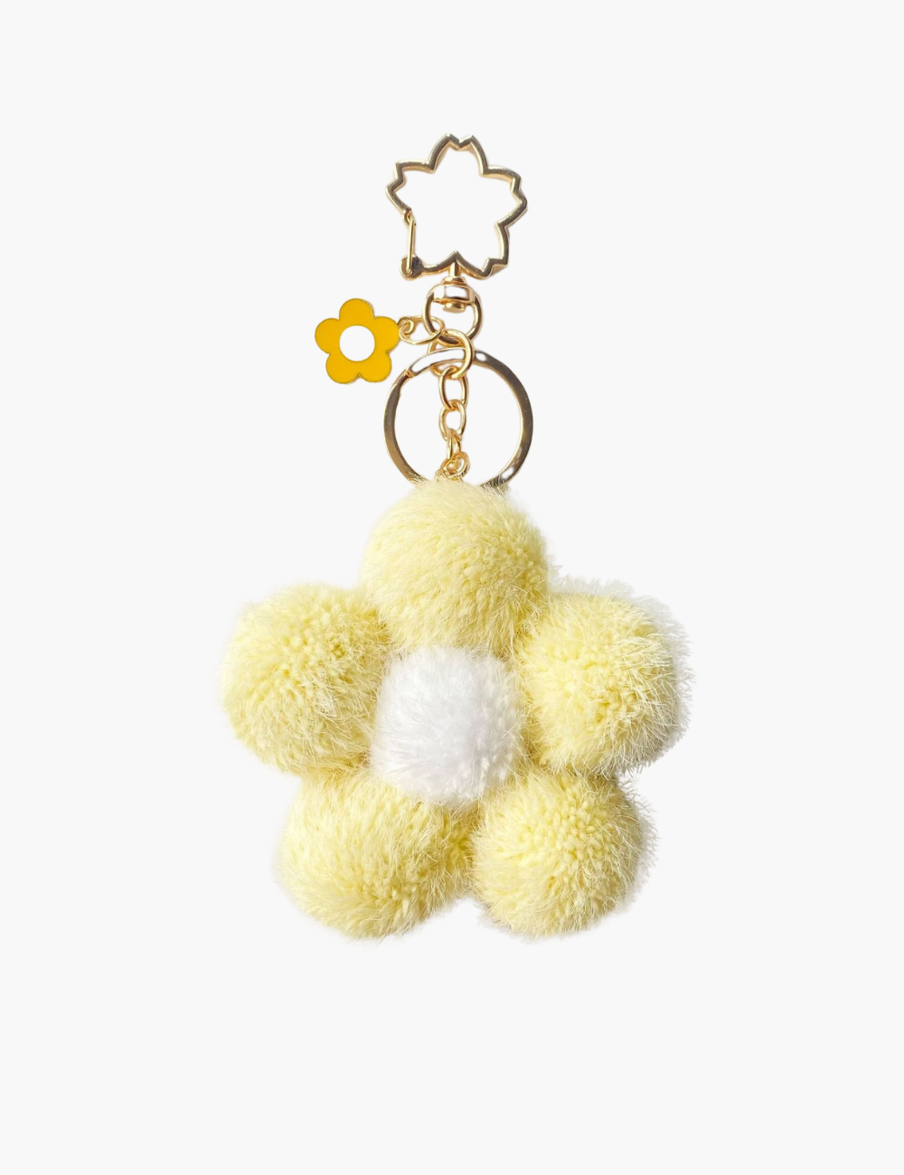 Bag Charm - Flower Fur Ball Keychain