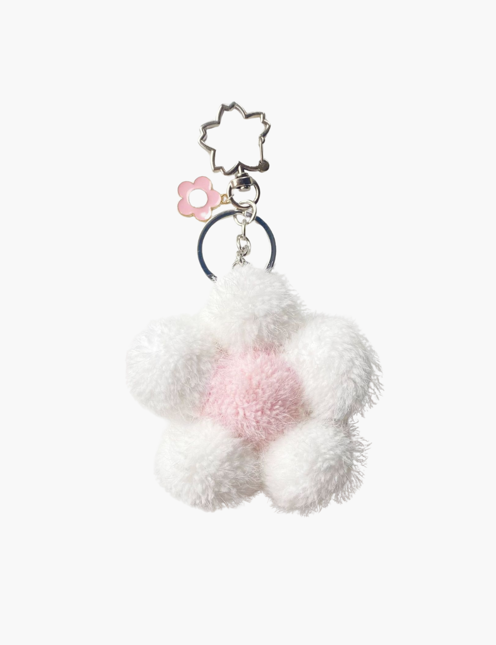 Bag Charm - Flower Fur Ball Keychain