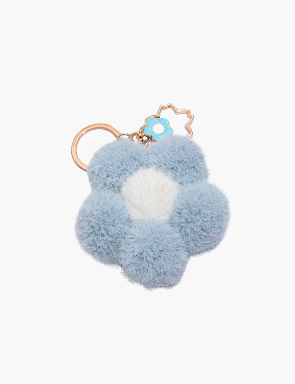 Bag Charm - Flower Fur Ball Keychain