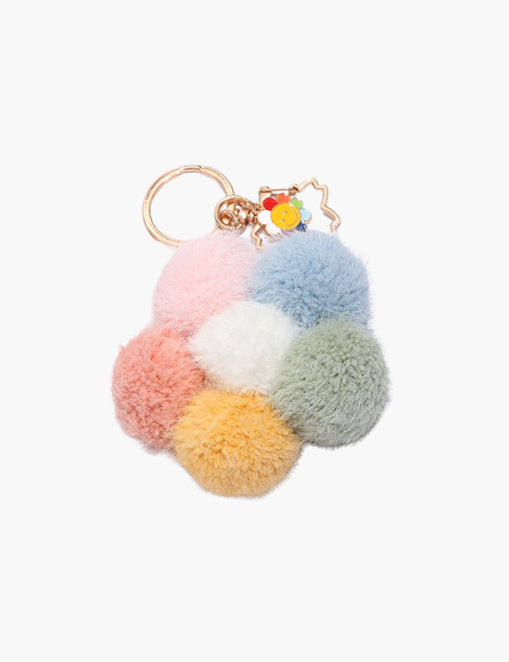 Bag Charm - Flower Fur Ball Keychain