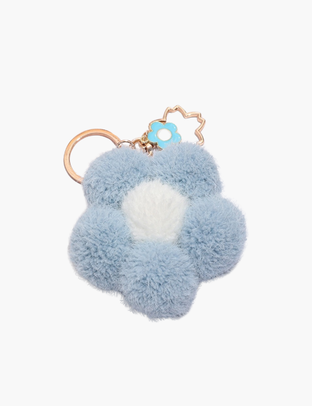 Bag Charm - Flower Fur Ball Keychain