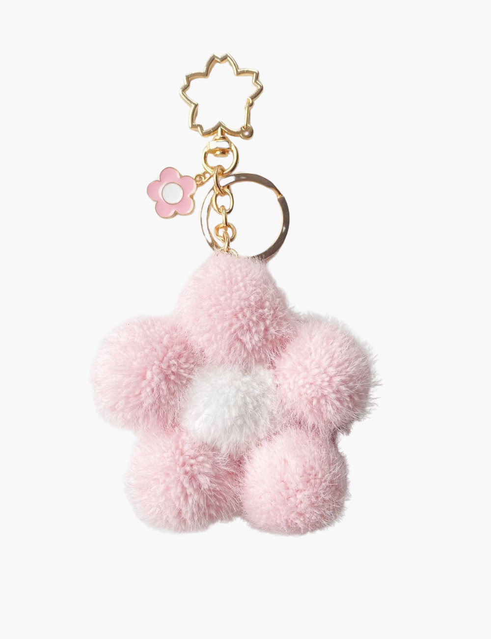 Bag Charm - Flower Fur Ball Keychain