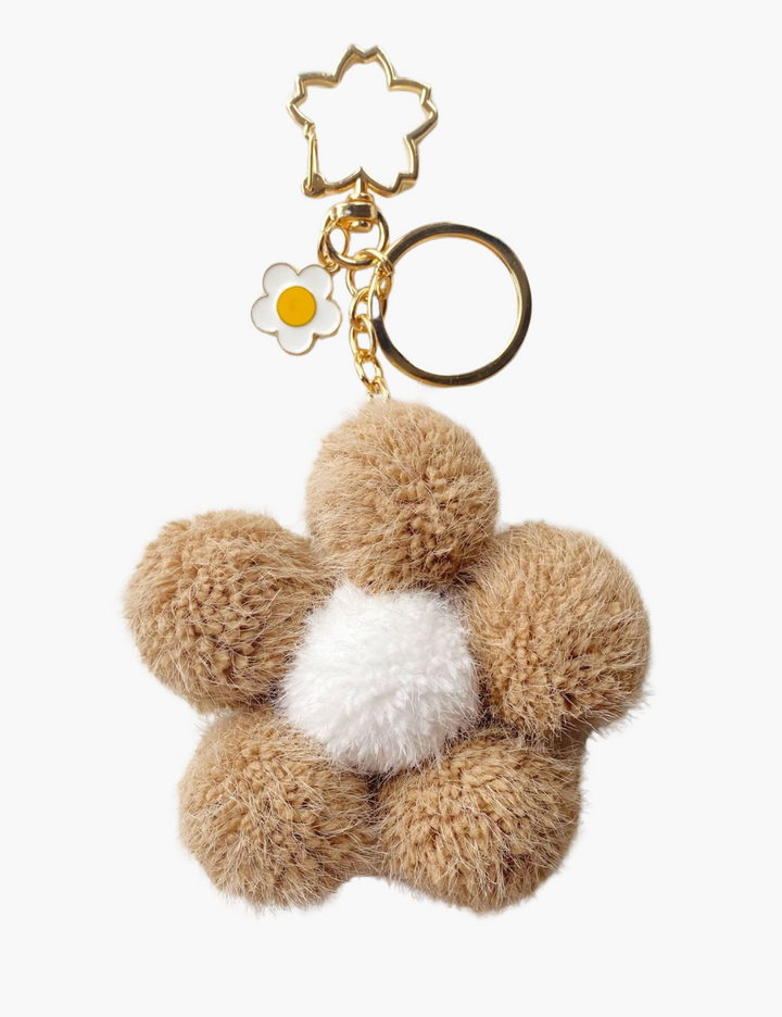 Bag Charm - Flower Fur Ball Keychain