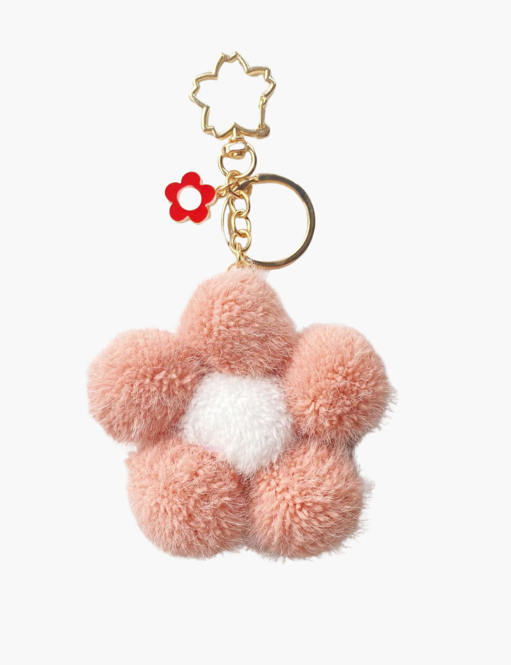 Bag Charm - Flower Fur Ball Keychain