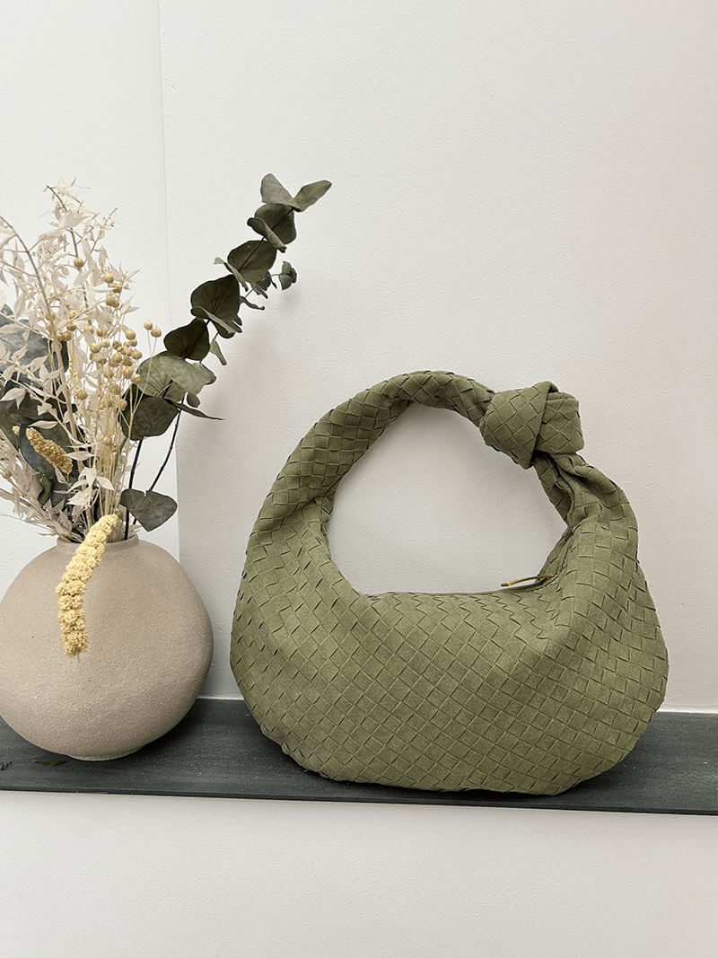 Evelyn - Woven Medium Suede Bag