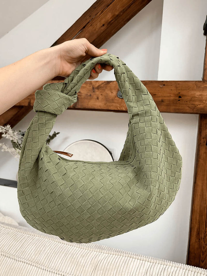 Evelyn - Woven Medium Suede Bag