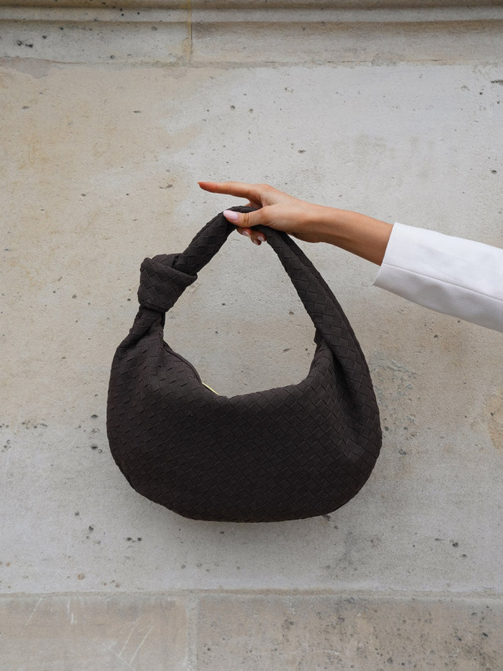 Evelyn - Woven Medium Suede Bag