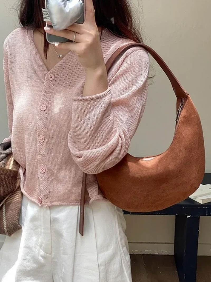 Reese - Halfmoon Suede Bag